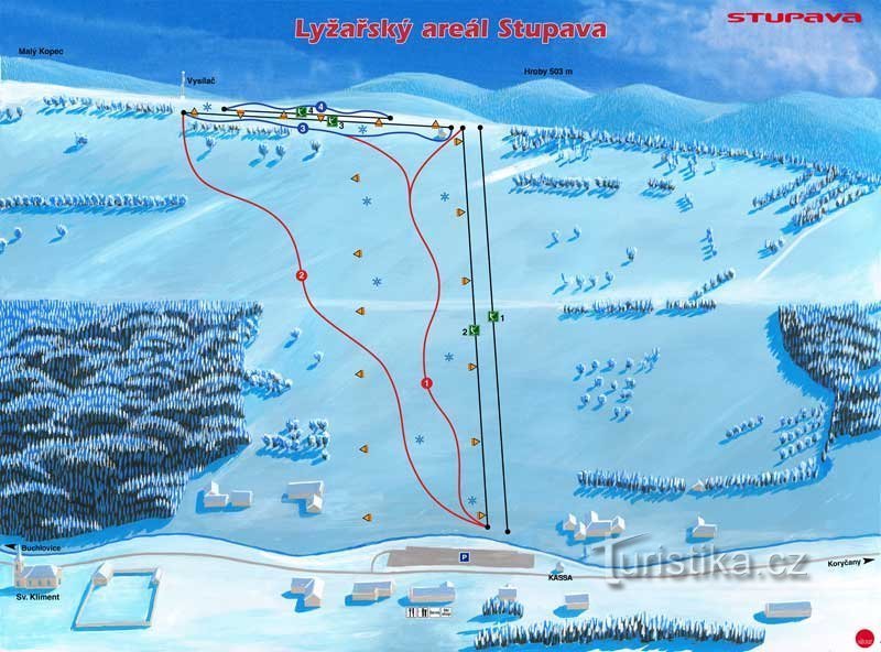 Lyžařské středisko Stupava - mapa