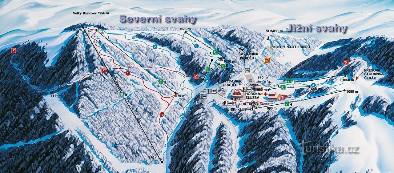 Mapa Ski areál Červenohorské sedlo