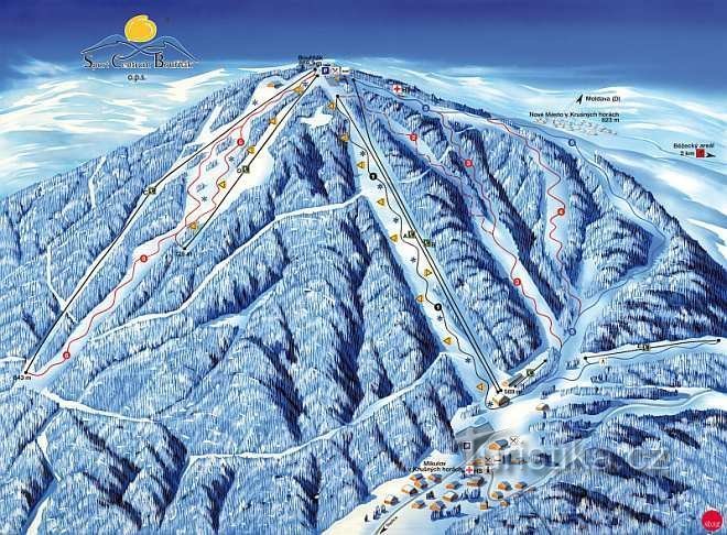 Mapa ski areálu Bouřňák