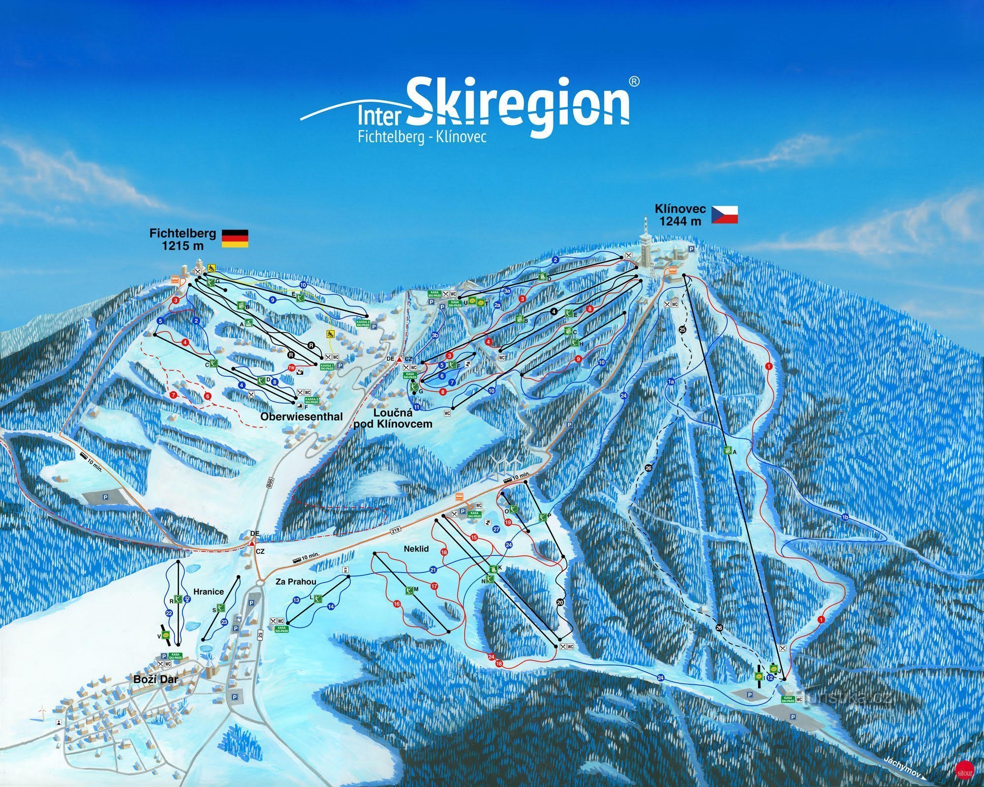 ski areál klínovec, mapa