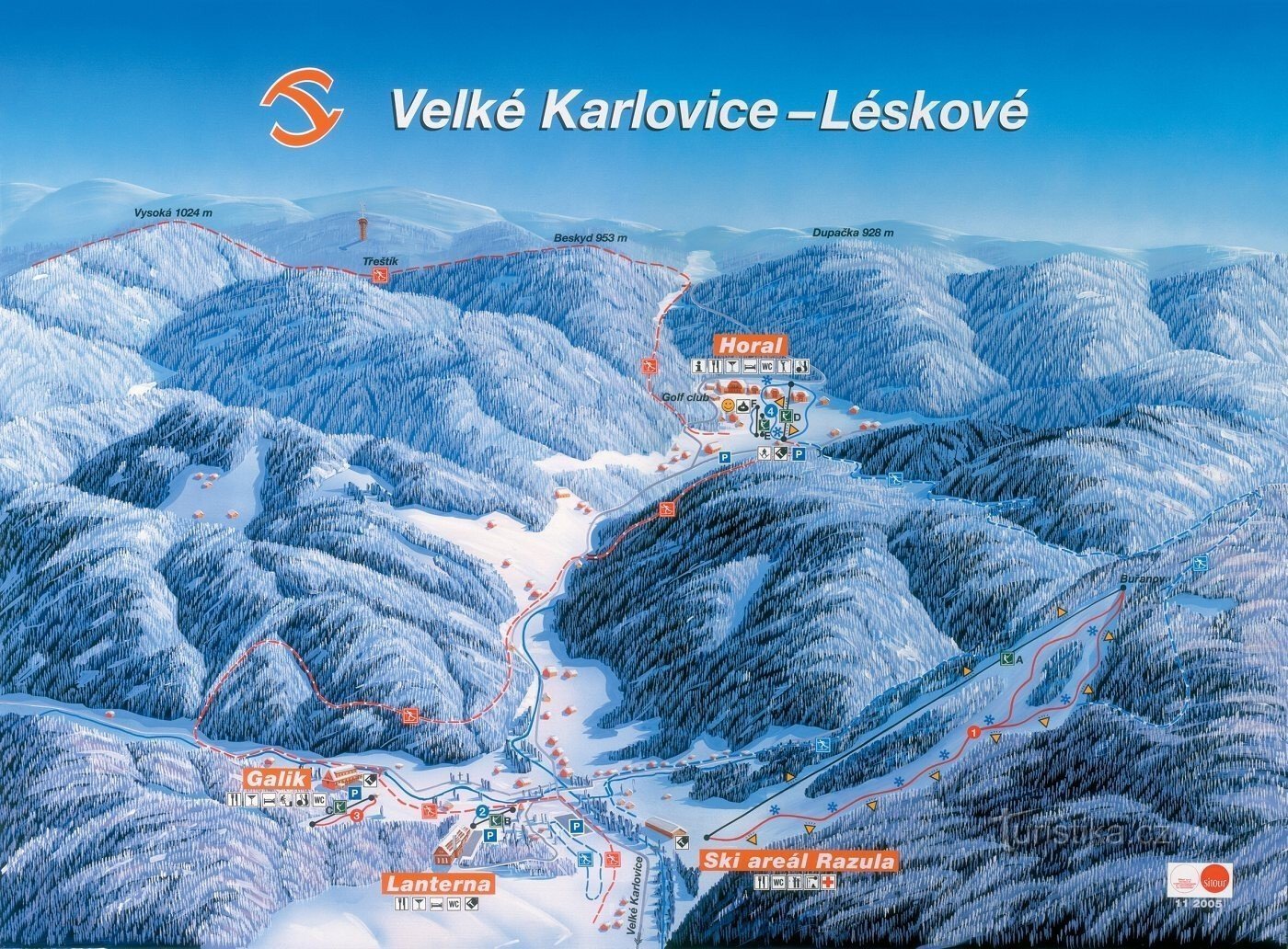 Ski Razula, Velké Karlovice - mapa