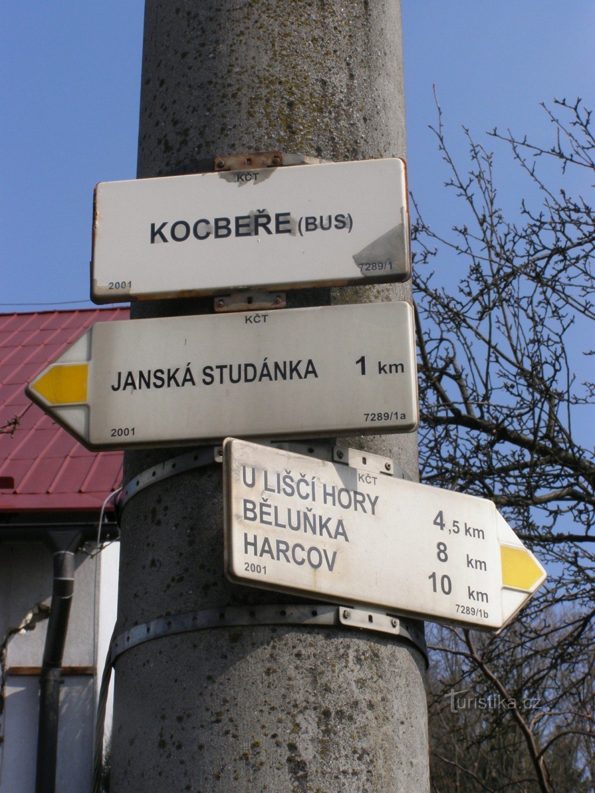 turistické rozcestí Kocbeře