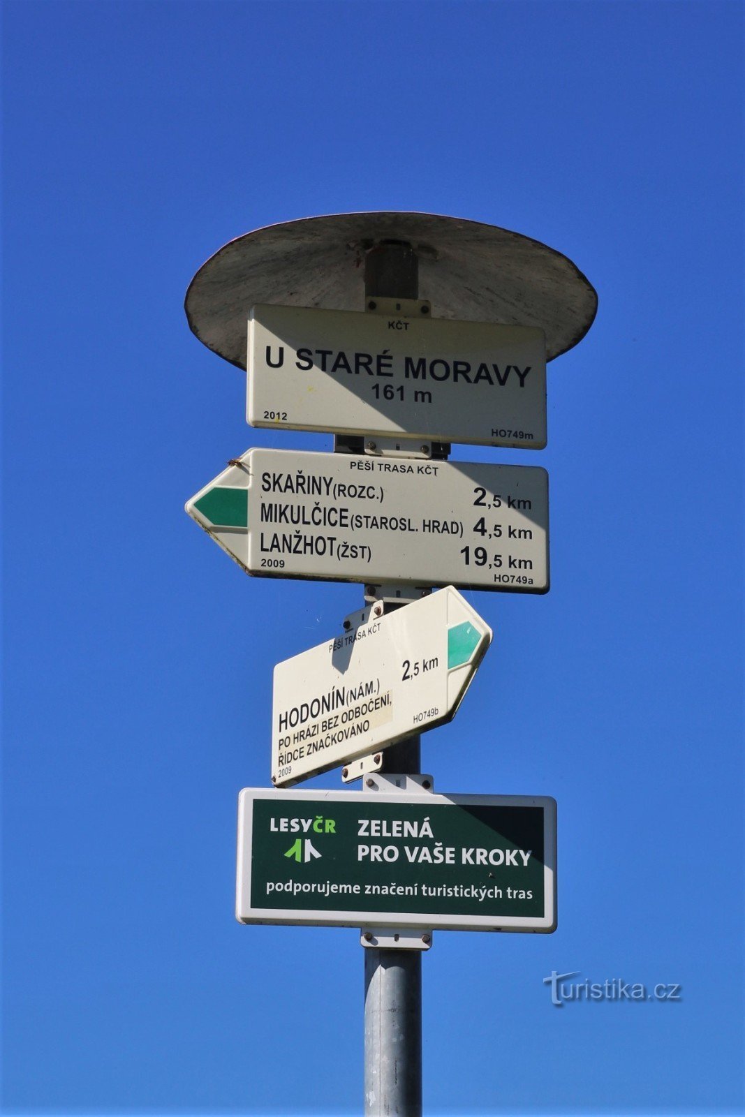 Turistické rozcestí U Staré Moravy - směrovník
