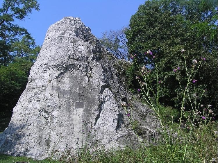 Váňův kámen: Pohled na kámen s pamětní deskou