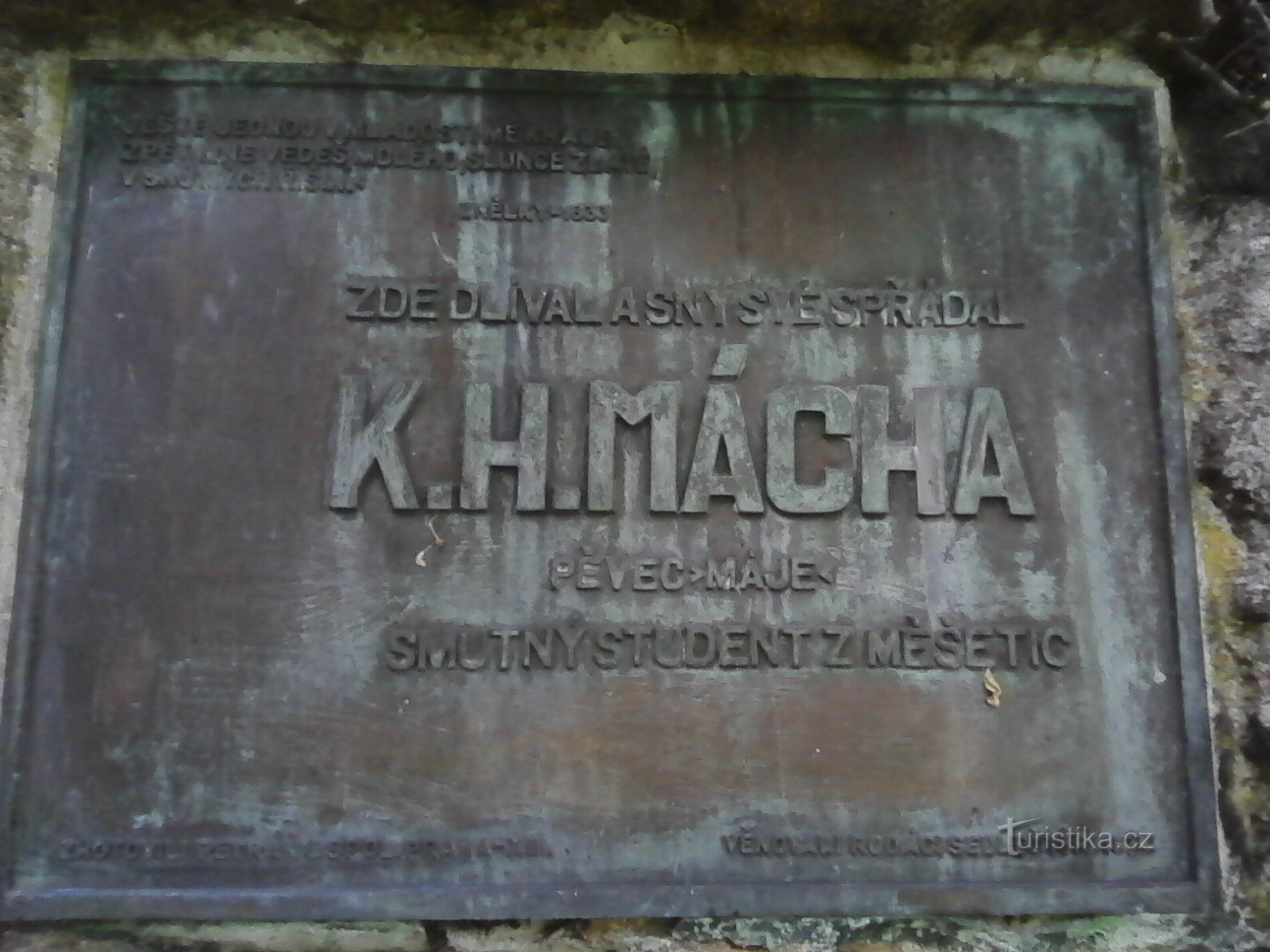 0. commemorative plaque of the visit of KH Máchy to Zvěřinci.