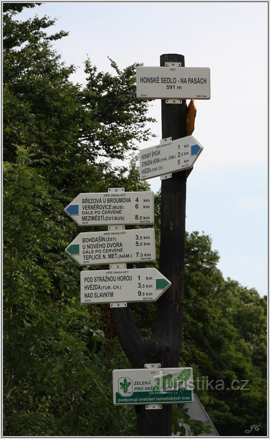 1-Signpost på Honské sedlo