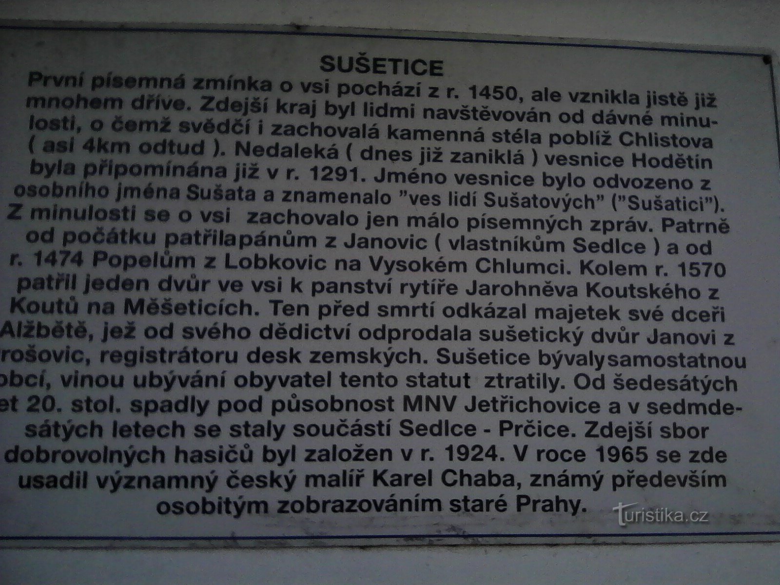 2. Histoire de Sušetice.