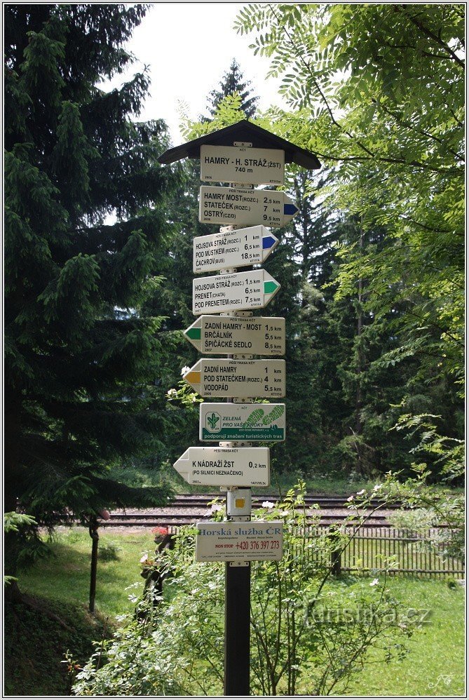 3-Hojsova Stráž, signpost to the station