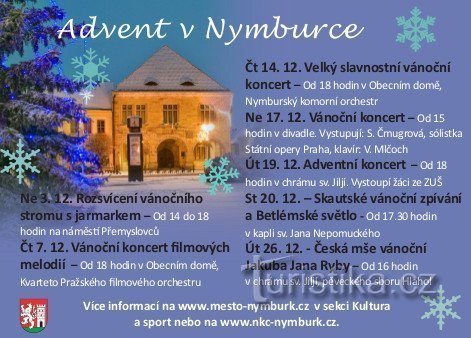 Advent i Nymburk kommer att bjuda på mycket roligt för barn och vuxna