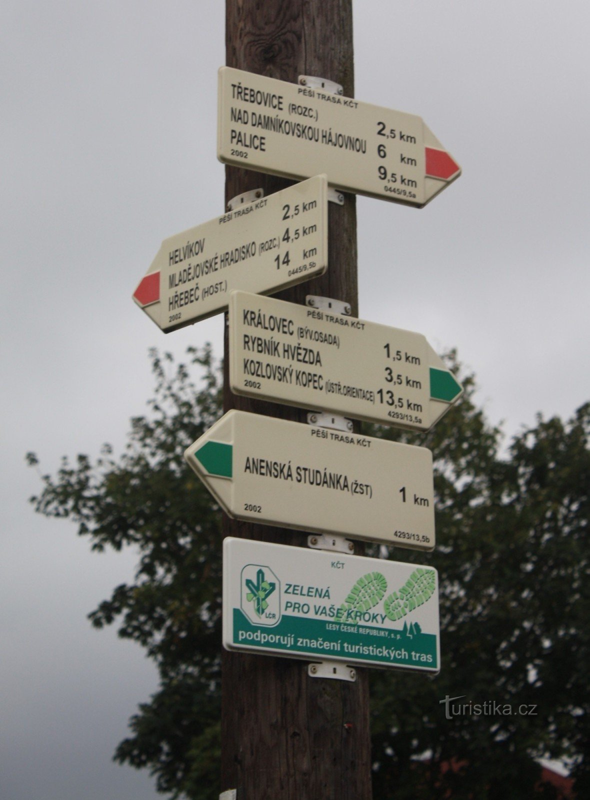 Anenská studánka - turistický směrovník