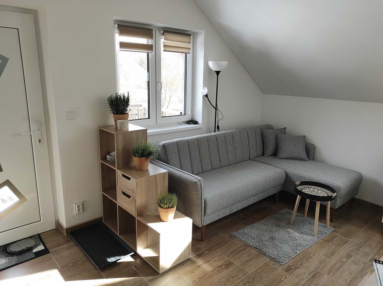 アパートメント フリンブルク 700 - ソファベッドを備えたリビングエリア