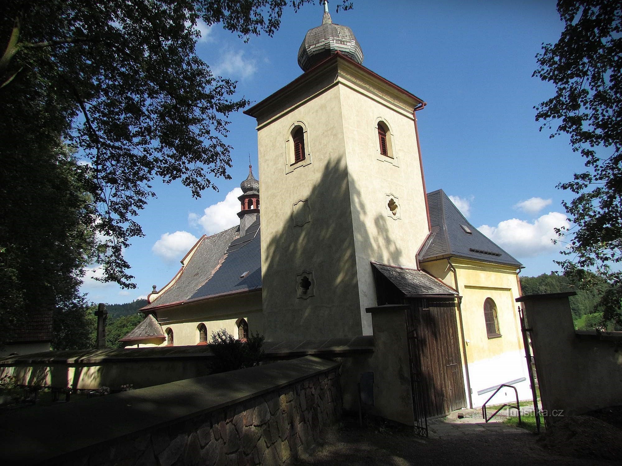 Område af St. Bartholomew-kirken i Jablonné nad Orlicí