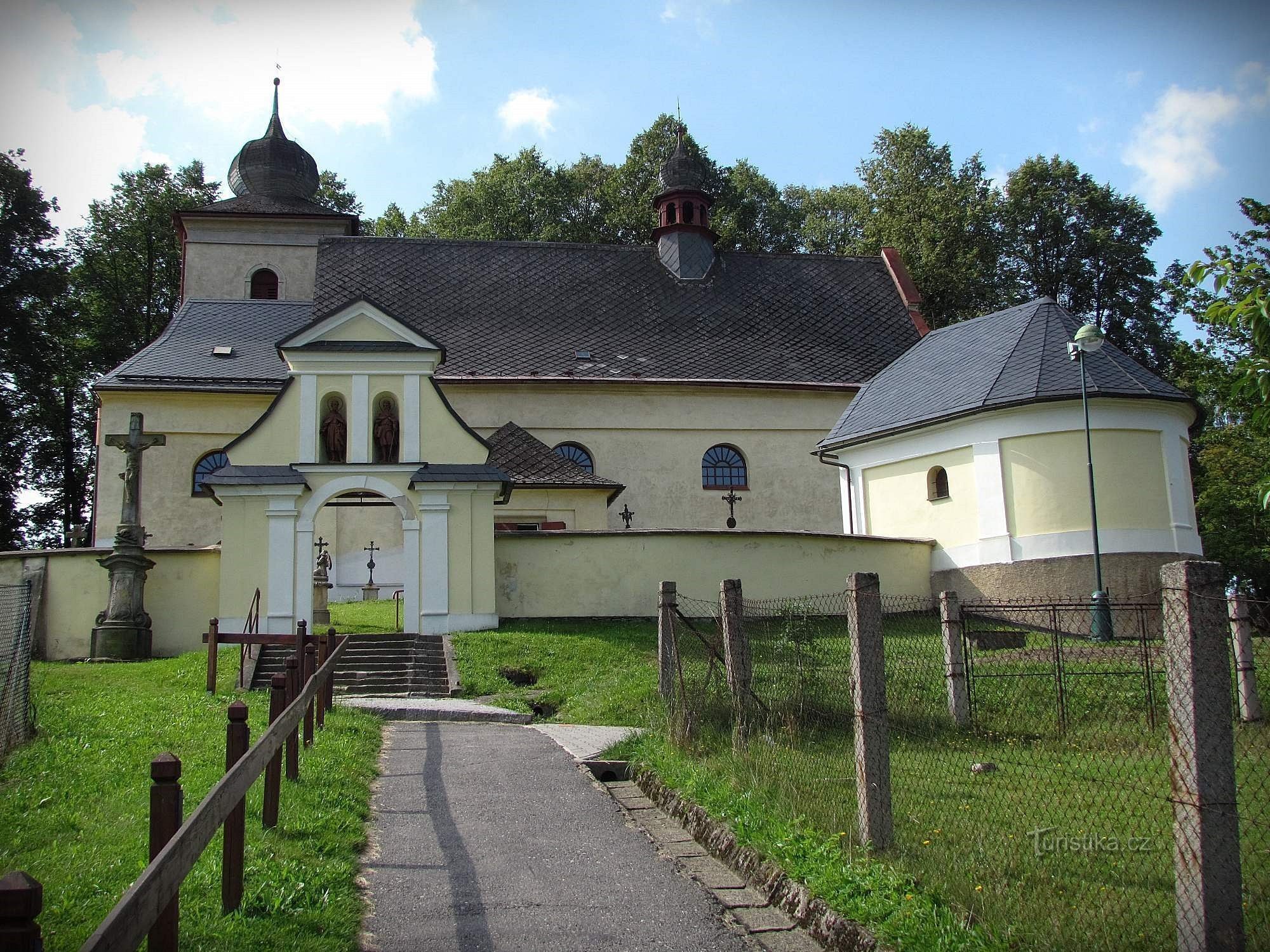 Område av kyrkan St. Bartholomew i Jablonné nad Orlicí