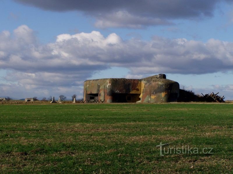 Gebied van de Tsjechoslowakije Milostovice fortificatie - OP-S 25 infanterie blokhut