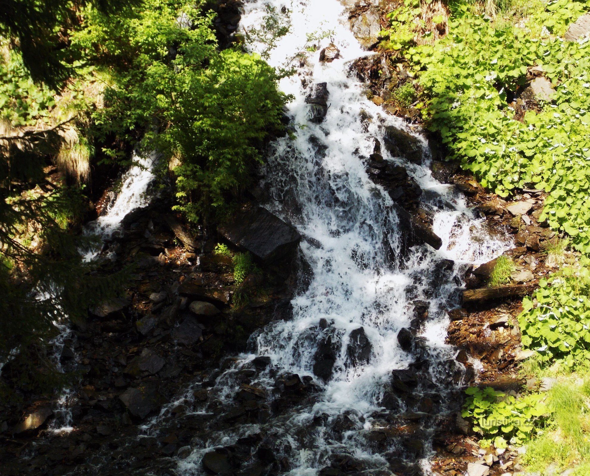 Attraction in Karlov Studánka - artificial waterfall