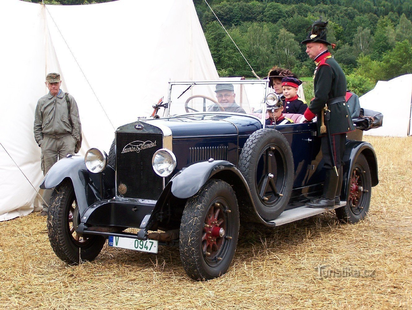 Laurin in Klement car