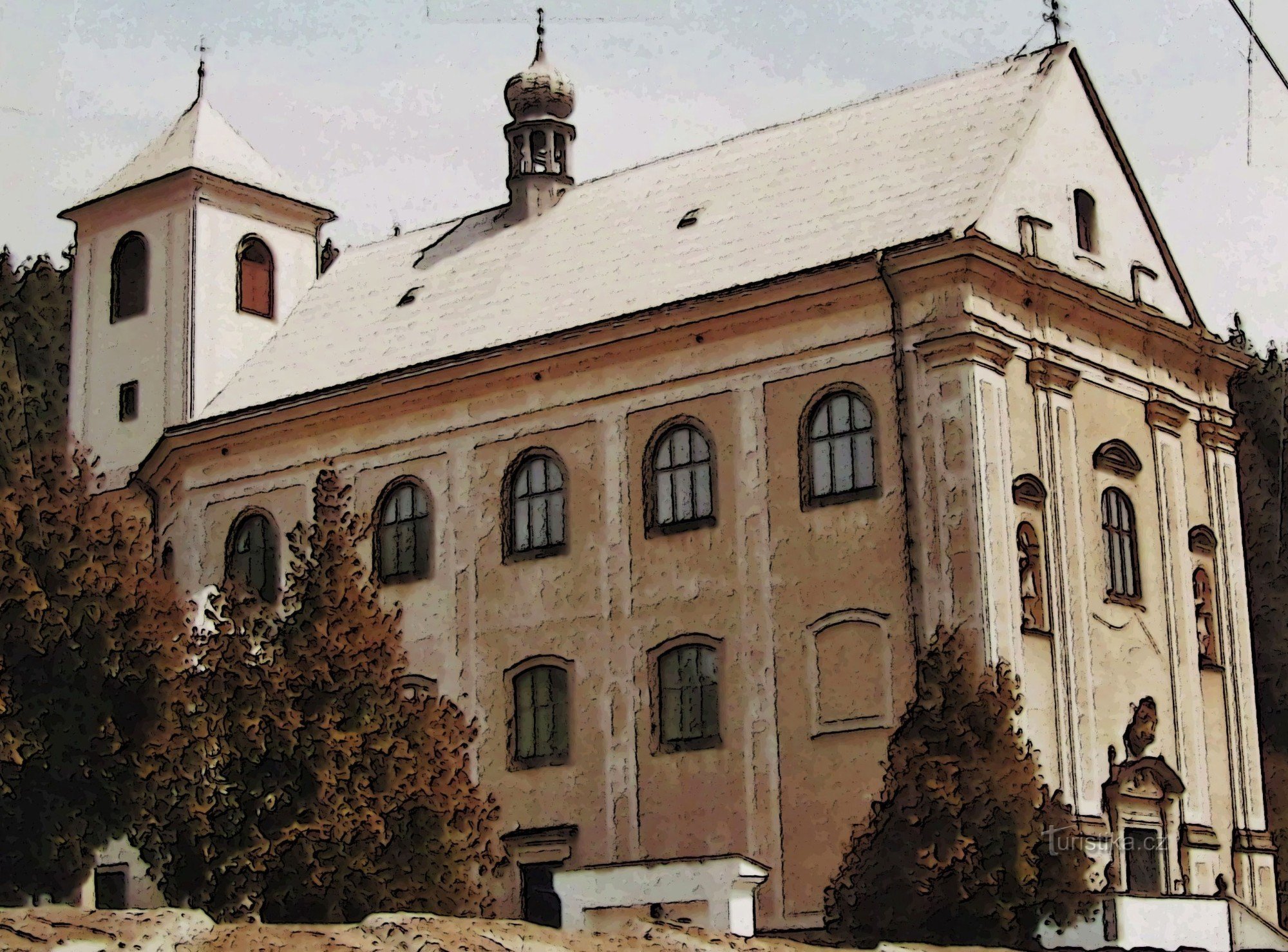 Barokk Szent Anna templom Rajnochovice-ban