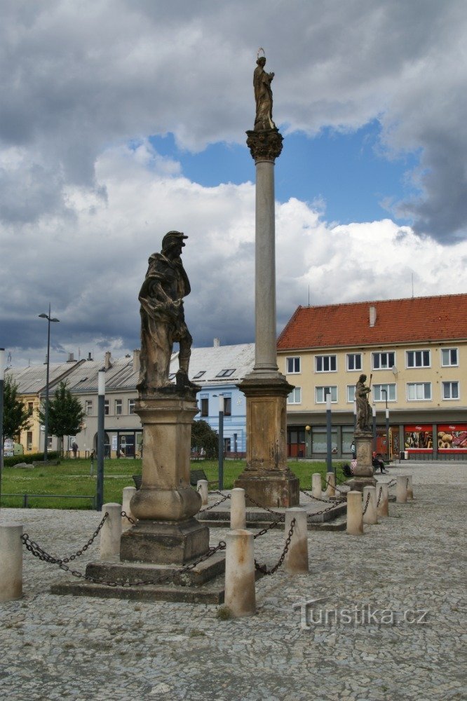 Barockskulptur på Masaryk-torget