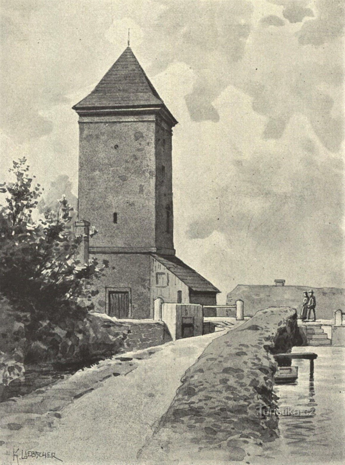 Bastion przy stawie Knížete w Jiczynie w drugiej połowie XIX wieku