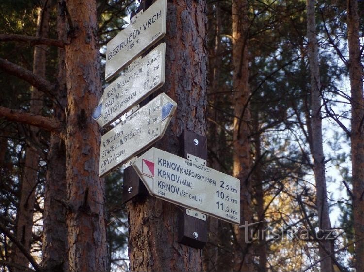Bezručuv vrch: detail rozcestníku