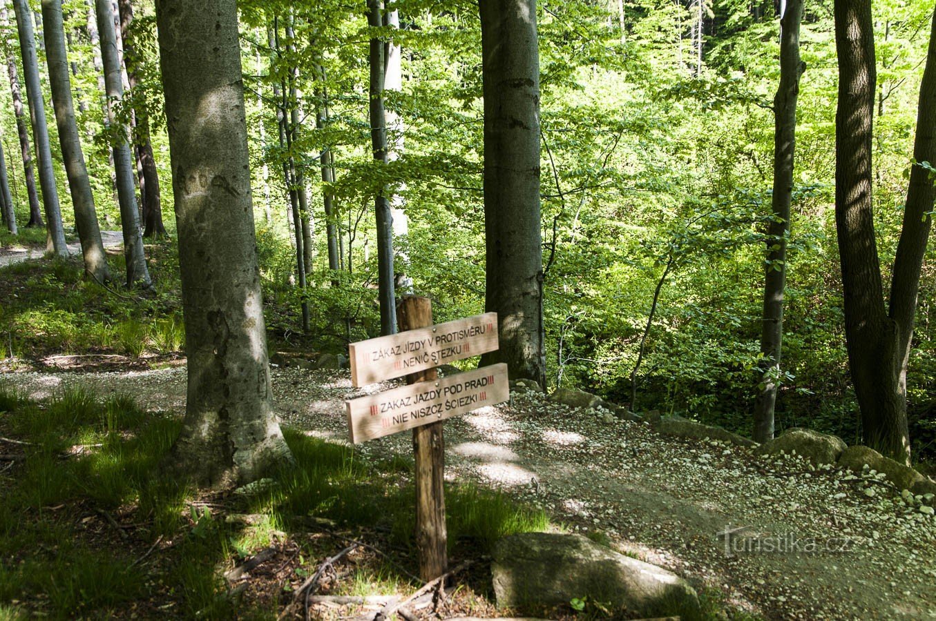 Die Radfahrer fahren rund um Hradisko, d.h. Kaltenštejn