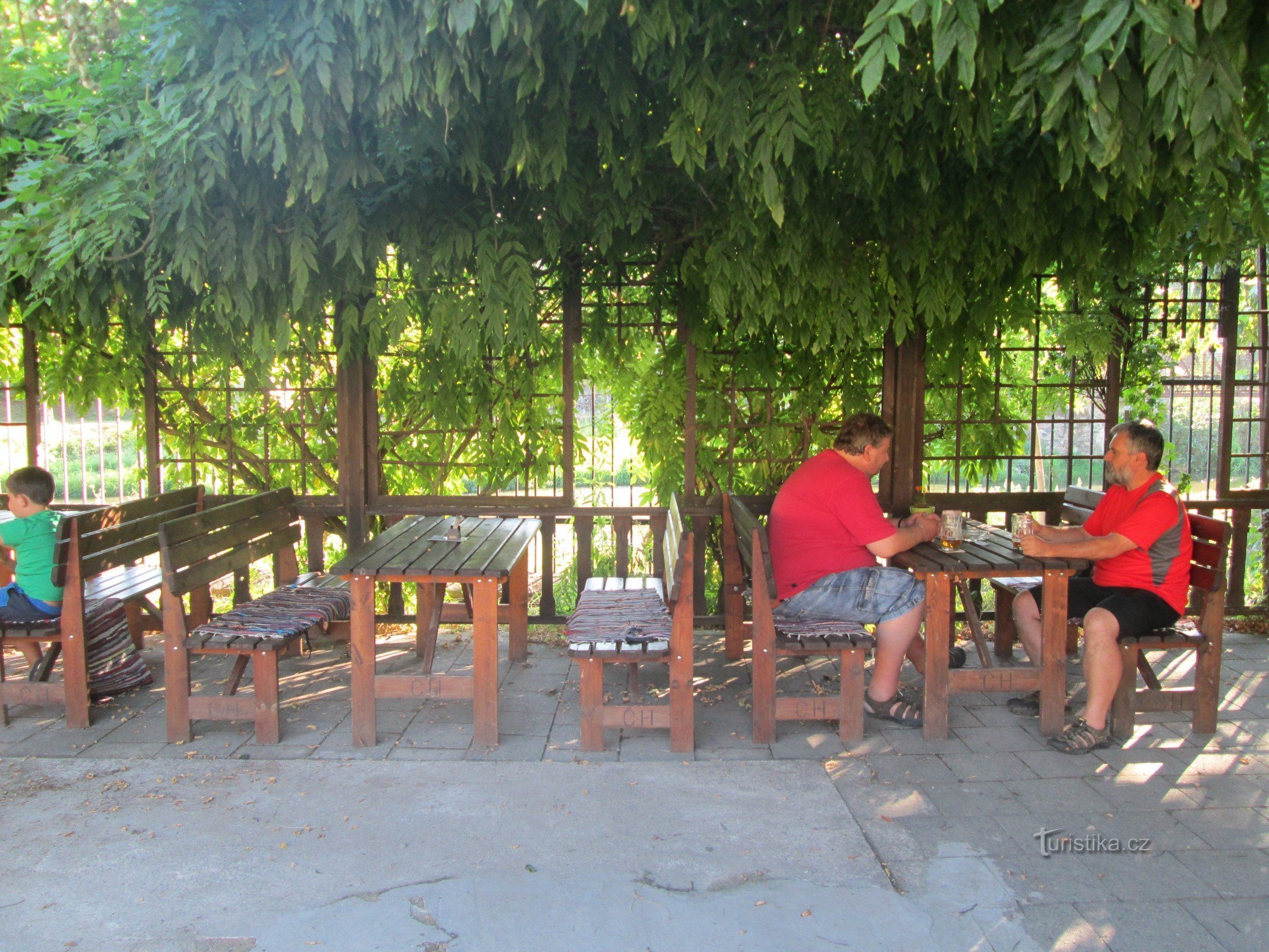 Bílovice nad Svitavou - pub Op een eiland onder een lindeboom