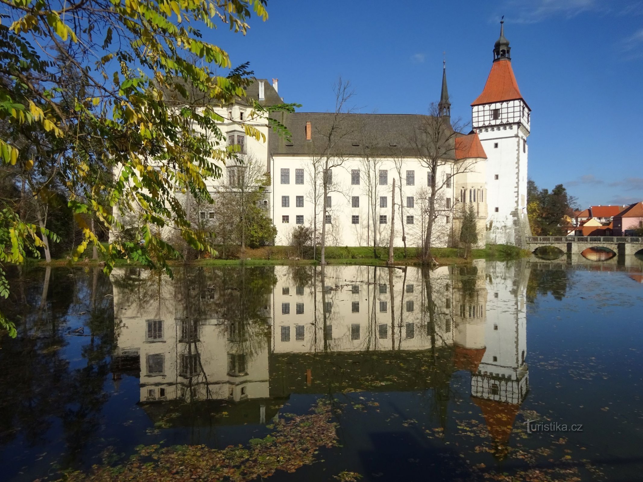 Blatná - castle, castle park, fallow and birch trees