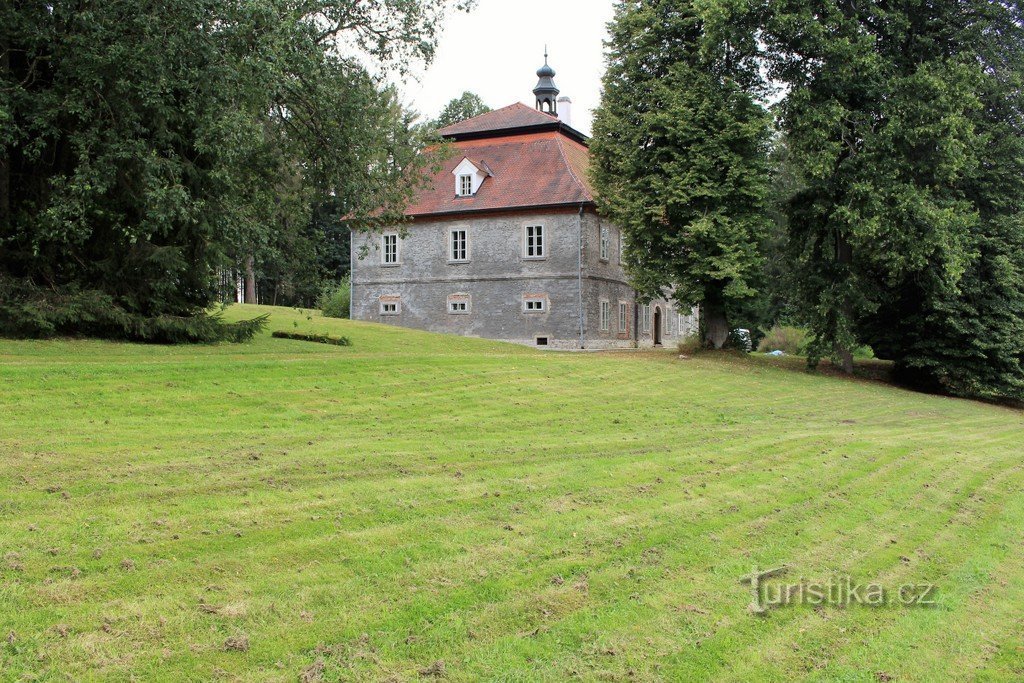 De zijkant van het kasteel van Terezín