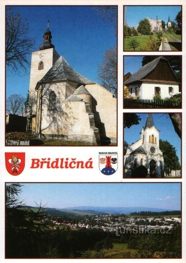 Břidličná-listcard: ренесансна церква Трьох Королів, церква Богоявлення, заг.