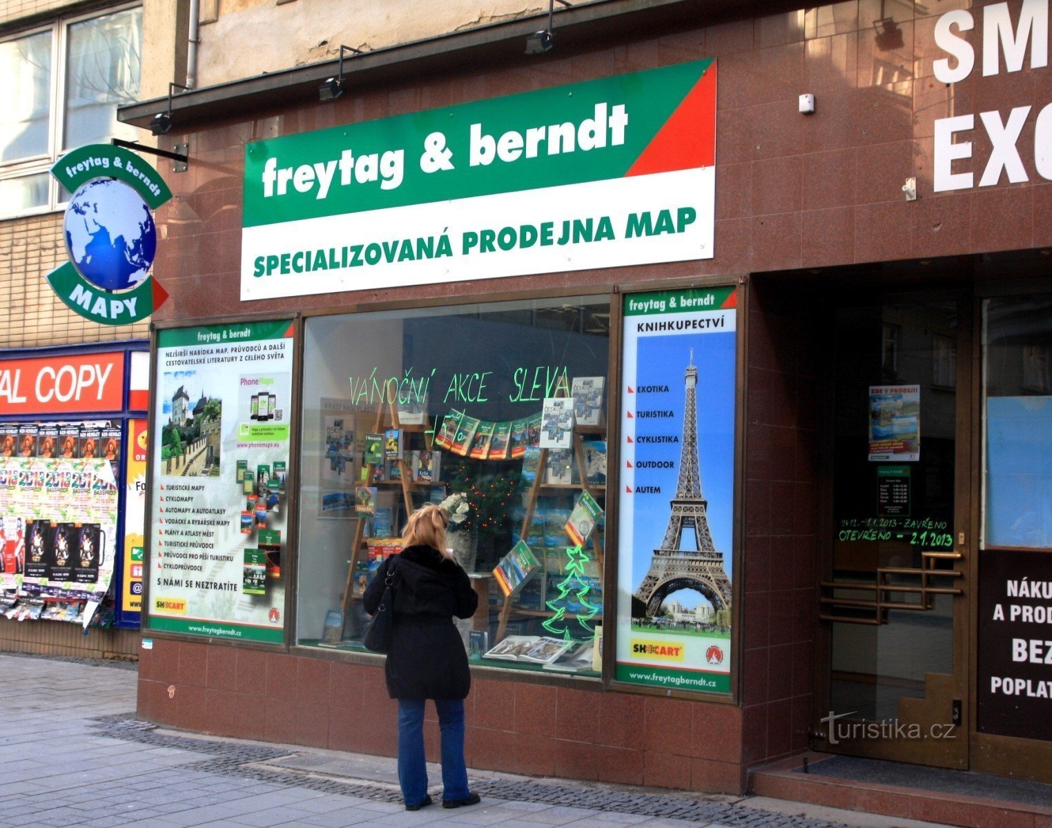 Brno - specialized map shop on Kobližná street