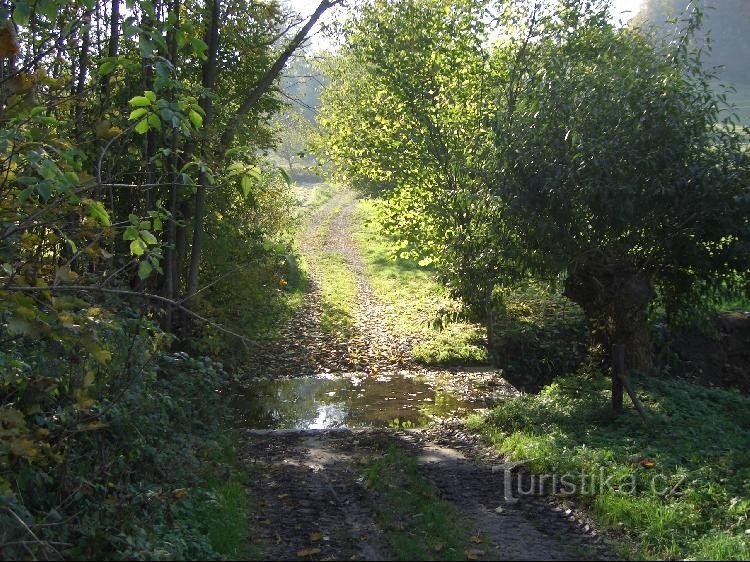 vượt qua con suối giữa Strážnica và Kamenice