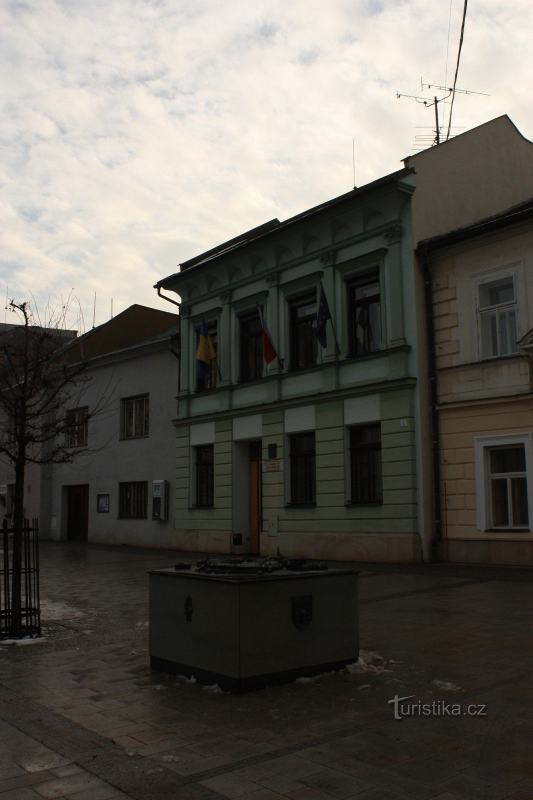 Bronsmodell av staden Přerov på TG Masaryk-torget i Přerov