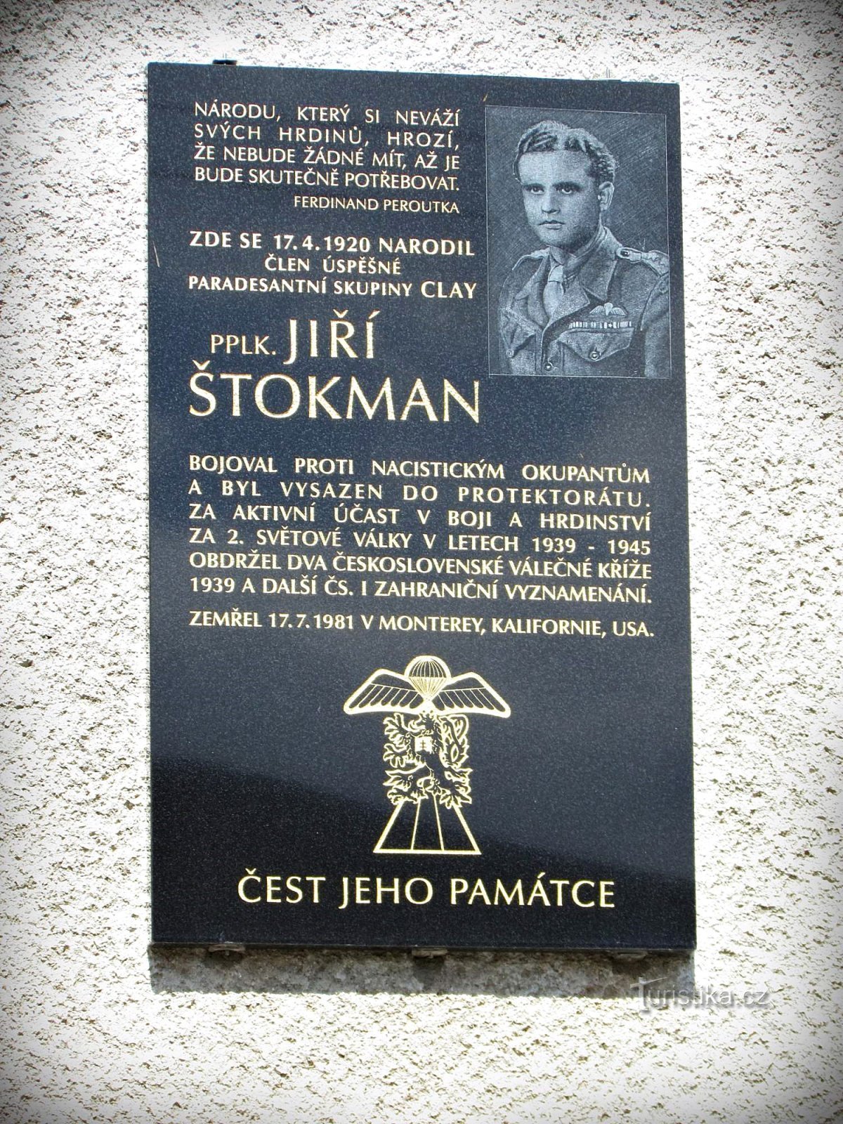 Buchlovice - Memorial plaque of the hero