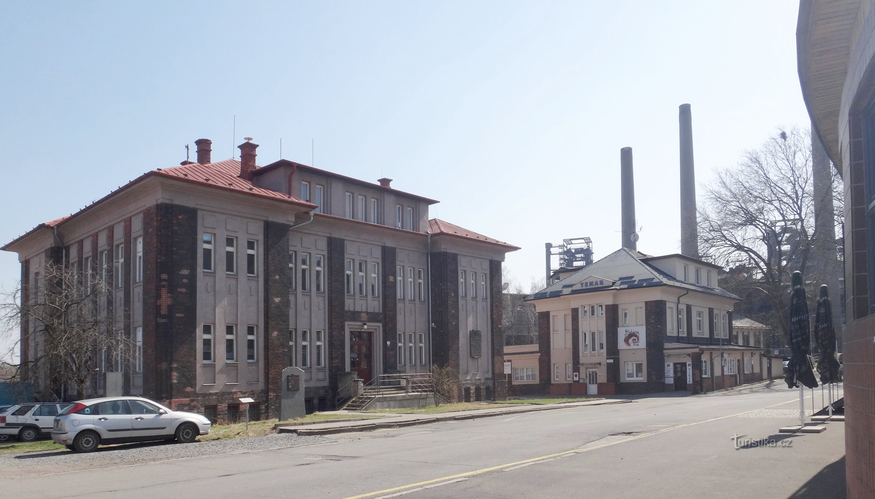 building with monument and plaque