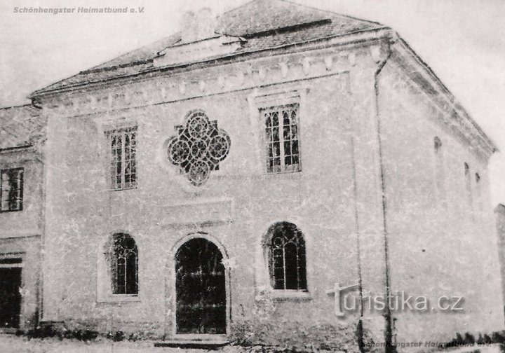 Construção da sinagoga por volta de 1930