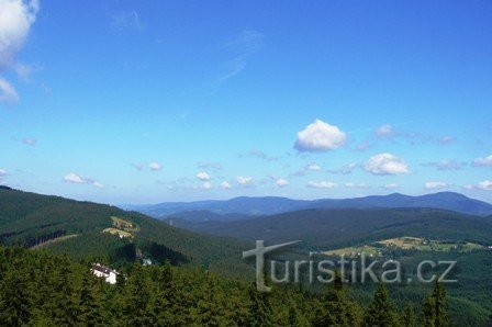 Bumbalka (bus) - observation tower - Třeštík - peak Vysoká - Janíková Louka - upper Bečv