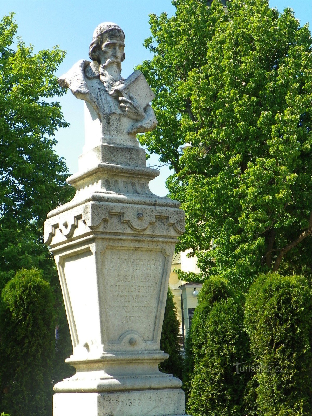 Bust of JA Komenský on Komwnského nám. in Nové Město in Moravia