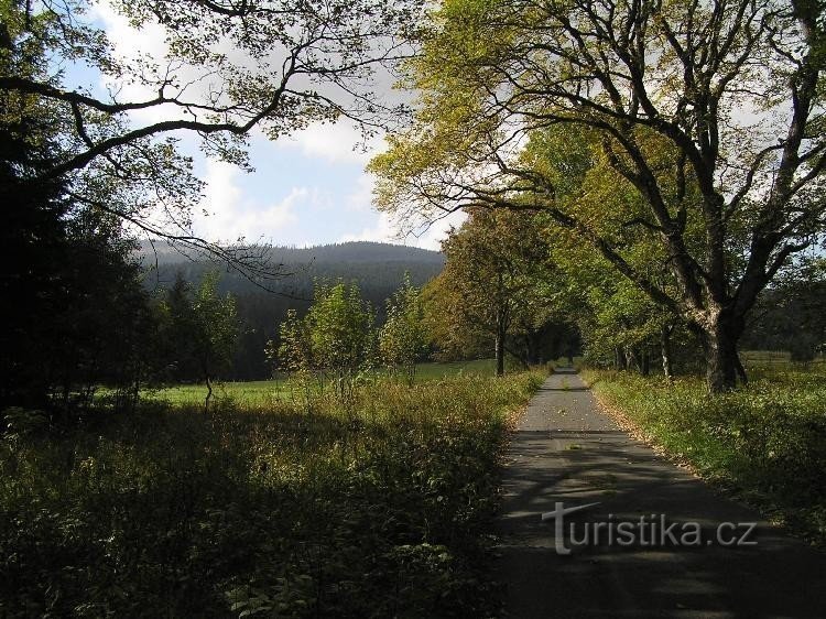 πρώην Hůrka: δρόμος από Hůrka προς Laku