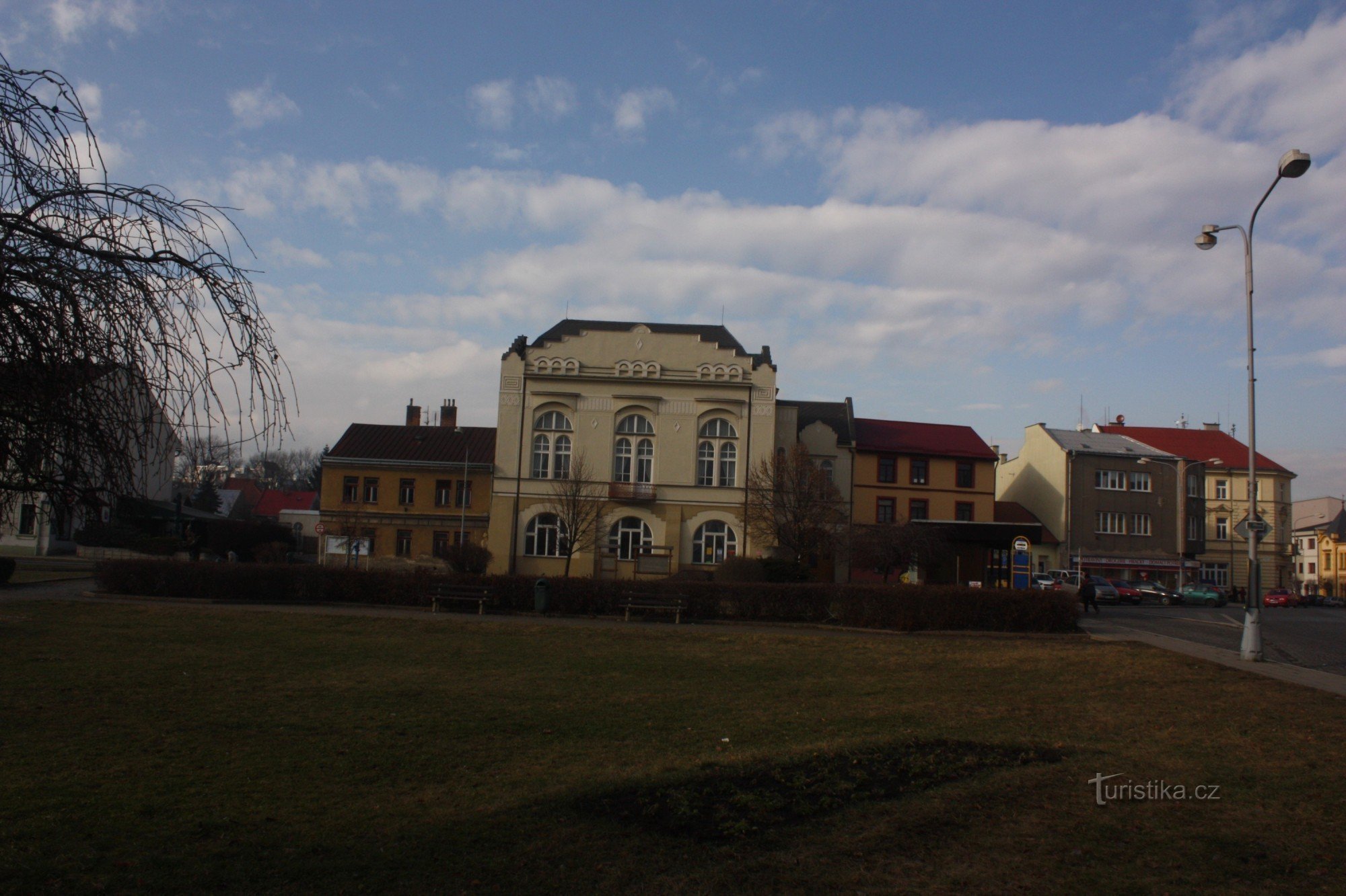 The former U zlatého křížku inn in Kojetín and Josef Mánes