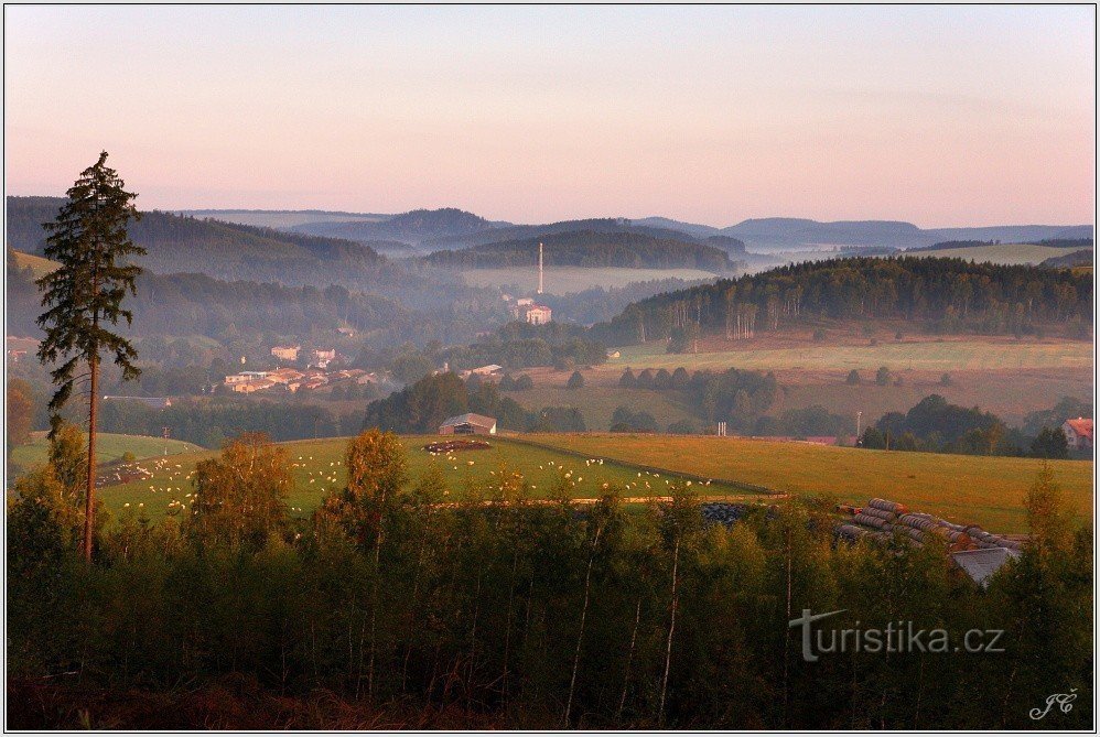 Early morning view of Teplice nM from the foot of Hejda