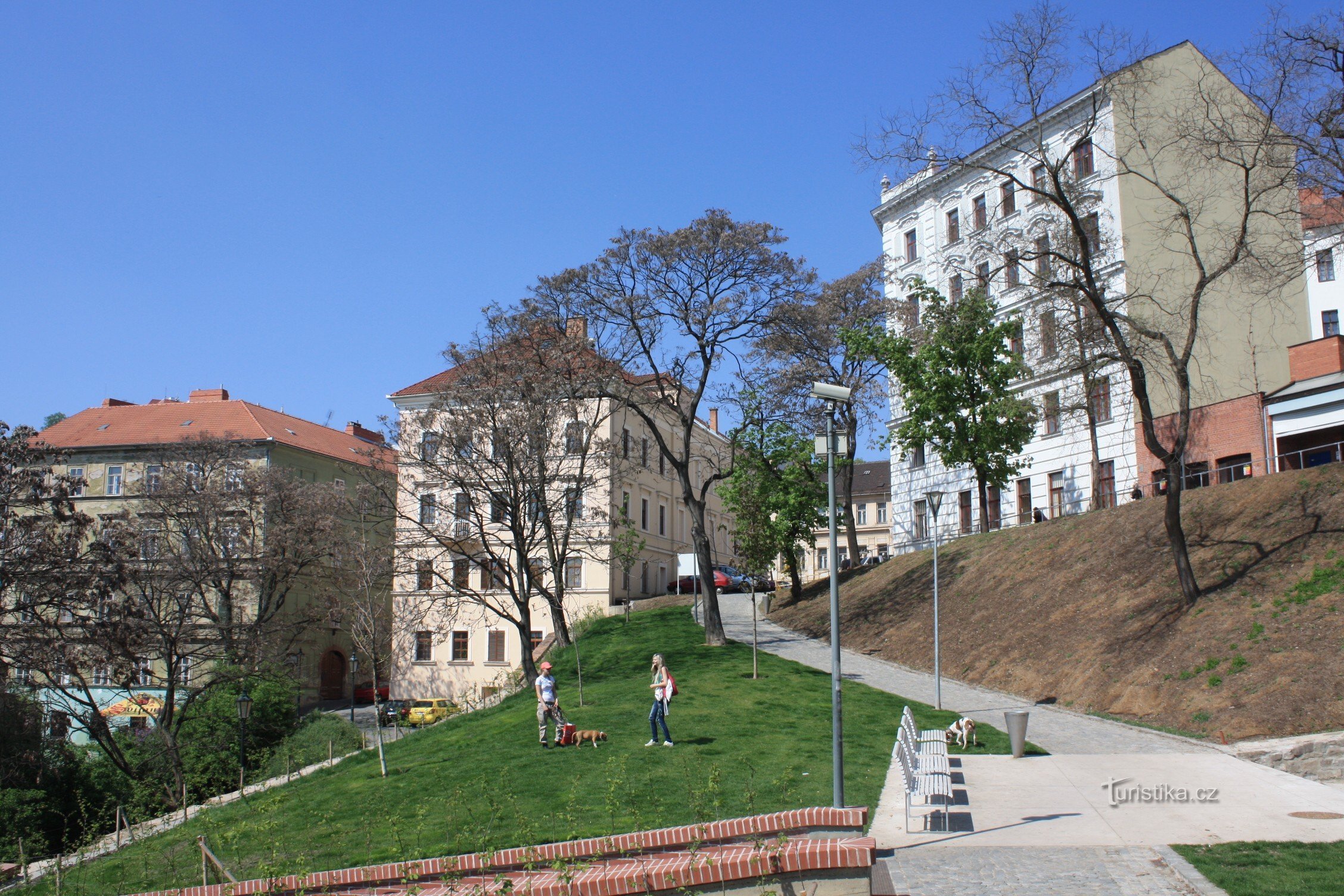 Part of the revitalized Studánka park towards Pekařské Street