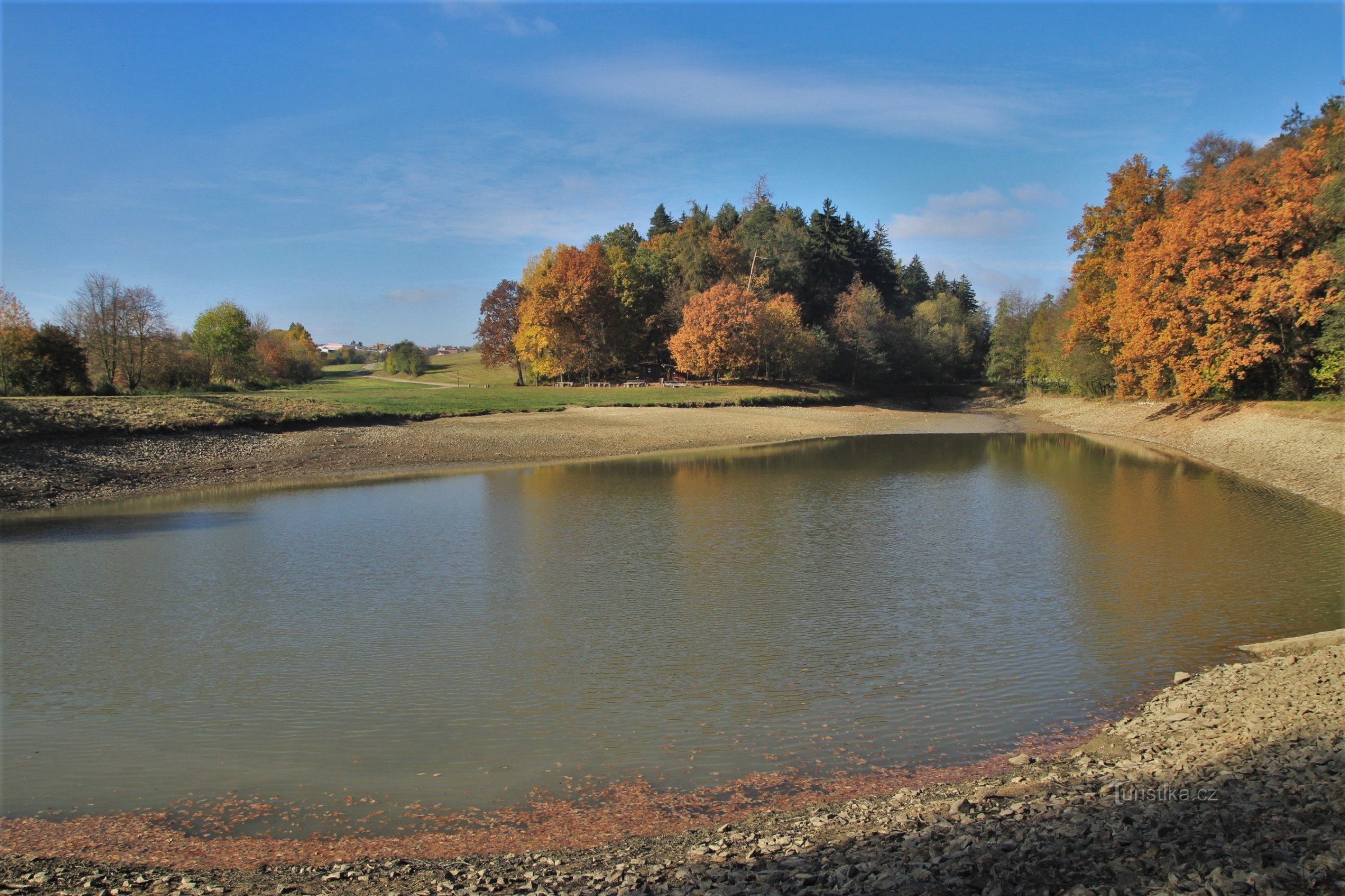 Partially drained pond