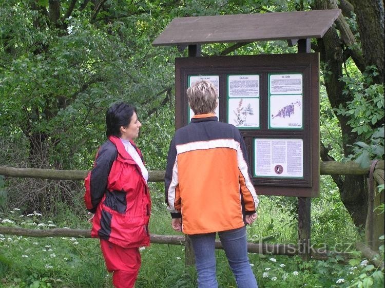 educational trail sign near the Obelisk