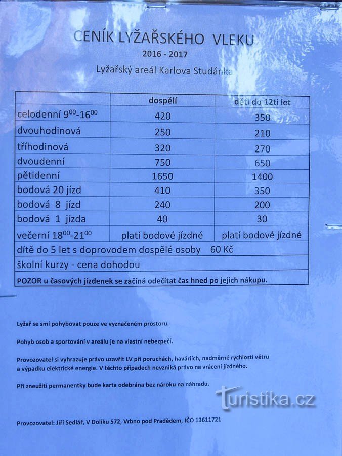 Price list