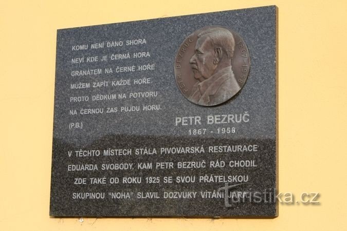 Černá Hora - Placa memorială Petr Bezruč