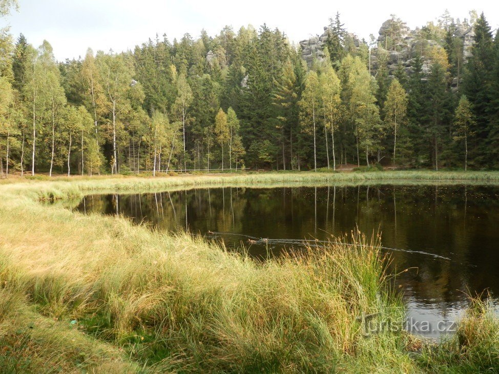 Lac negru sub stânci