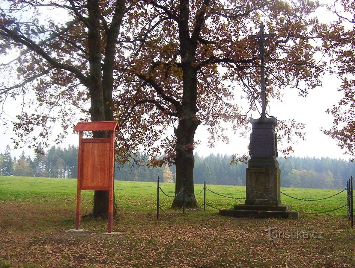 Fekete kereszt Domašov nad Bystřicí és Nova Véská között 1858-ból - a csata emlékműve