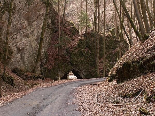 The Devil's Gate: View of the Devil's Gate in Pusté Zlebu from a distance of about 100 meters.