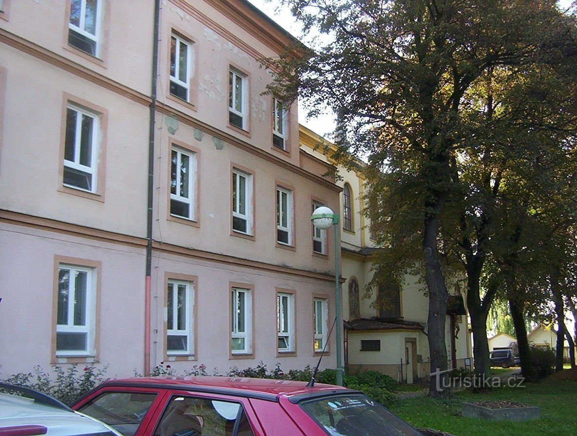 Červenka-castle with a church from the station