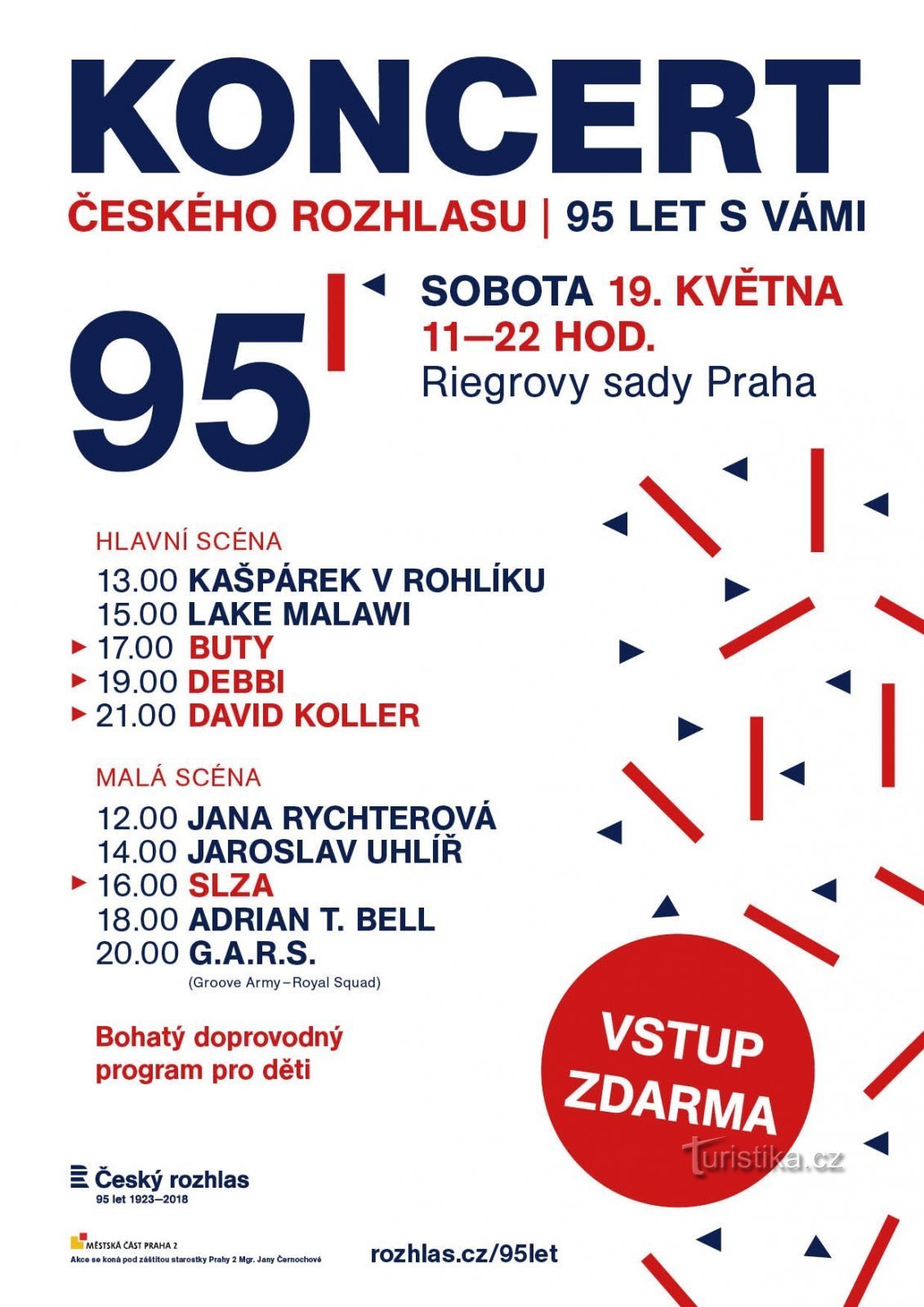 Den tjekkiske radio fylder 95 år, fejringen kulminerer med en koncert i Riegrový sady